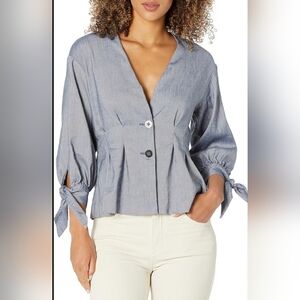 ❤️ NIC + ZOE TWILL OF IT LINEN BLEND JACKET, MEDIUM